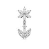 Hypoallergenic Stainless Steel Belly Button Ring Shiny Flower Heart Dangle Fadeless Navel Jewelry for Summer Daily Outfit Matching