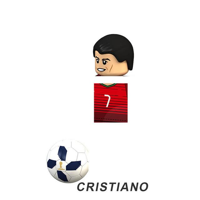 NEW World Famous Football Players Figurine Messi Ronaldo Neymar Lewandowski Mini Action Building Block Model Toy Kids Gifts