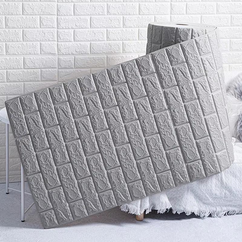 70cmx10m 3D Self-Adhesive Wallpaper Continuous Waterproof Brick Wall Stickers Living Room Bedroom Children's Room Decoration