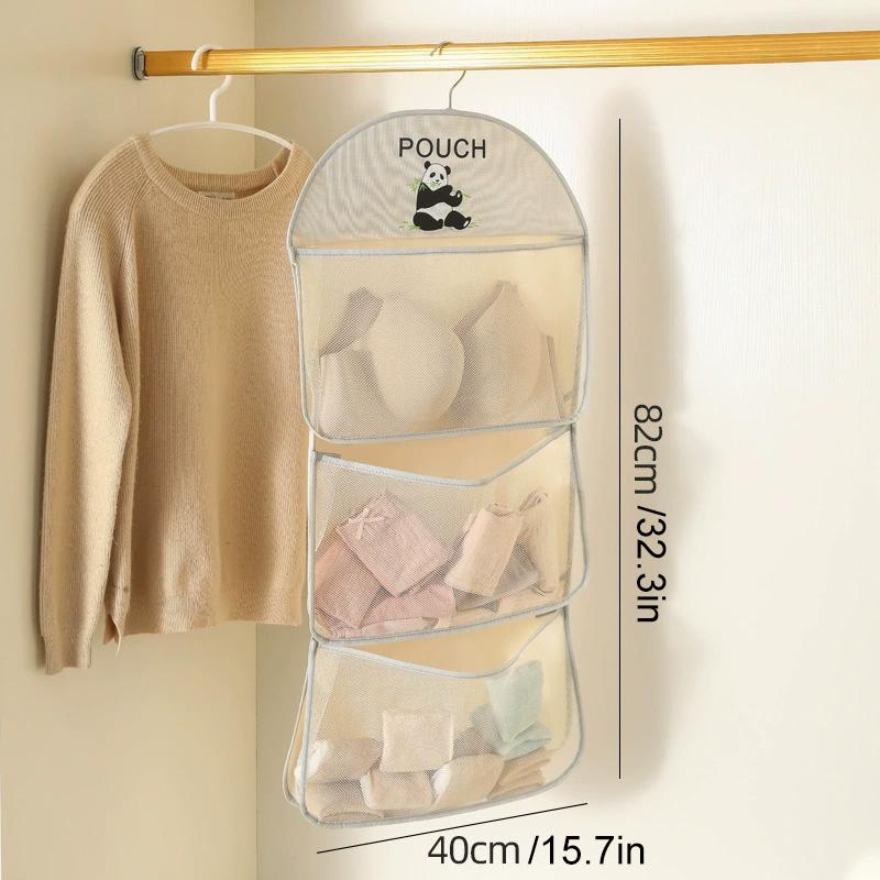 1pc Bra Storage Net Multi-layer Storage Bags Space-saving Underwear Socks Breathable Hanging Mesh Bag Storage Organizer