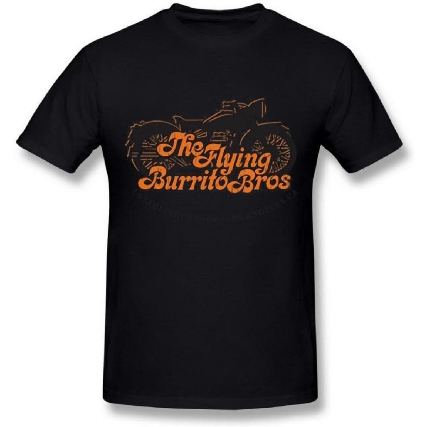 AICH Men s The Flying Burrito Brothers Band Motorcycle Logo Black T Shirt S