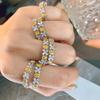 Imitation Natural Yellow Diamond Diamond Ring Pt950 White Gold Water Drop Four-Leaf Clover Egg-Shaped Diamond Row Ring Tail Ring Strip Ring Female