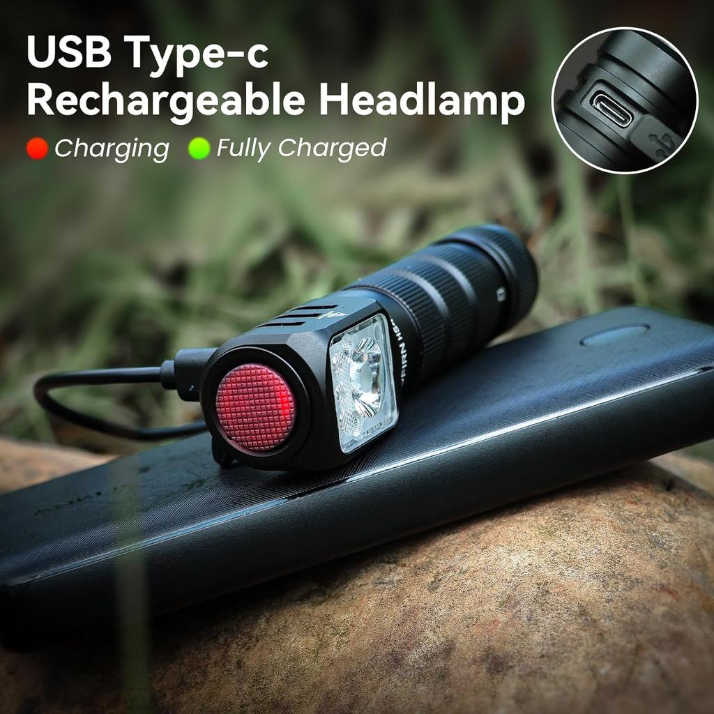 Sofirn HS42 Headlamp Rechargeable, Headlamps for Adults Rechargeable, 2100 Lumens Headlamp with Red Light Option, Led Right Angle Flashlight with