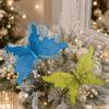 Christmas Butterfly Pick Decor Glitter Tulle Wings Multi Color Optional Christmas Tree Party Scene Ornaments