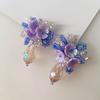  Premium Niche Light Luxury Pierced Earrings Exquisite Handmade Beaded Woven Flower Crystal French Retro Banquet Dangle Jewelry