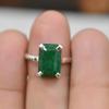 Natural Prong Set Raw Emerald 925 Sterling Silver Ring Jewelry, Handmade Gift Emerald Ring