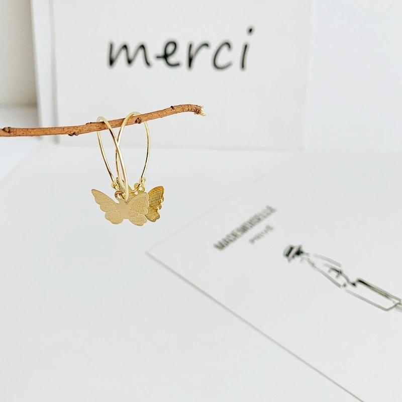 

Універсальні корейські сережки-кільця з метеликами: Мінімалістичний ретро-дизайн для жінок