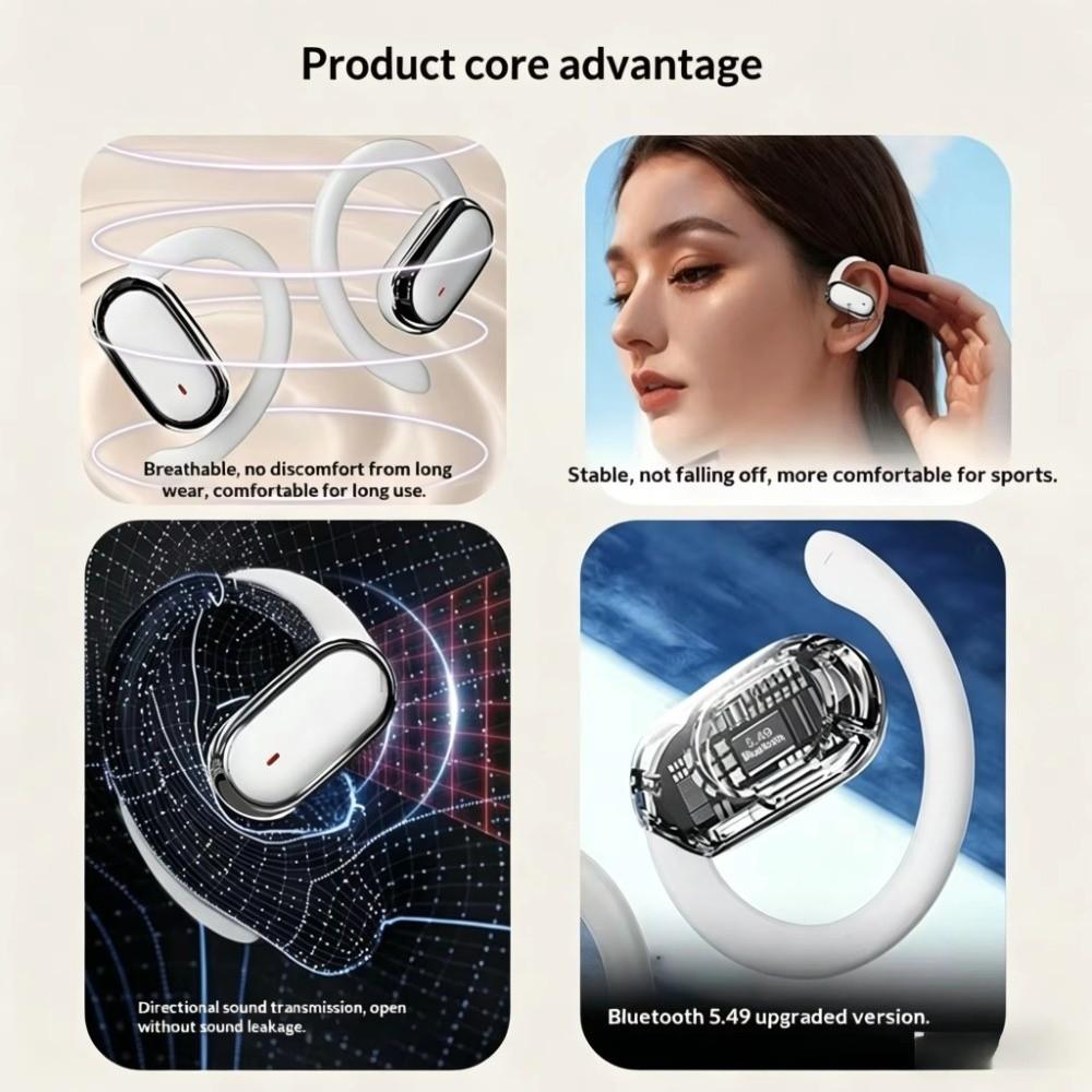 Smart LED Display Bluetooth Earbuds Earhook Design Sports Headphones  Music Listening