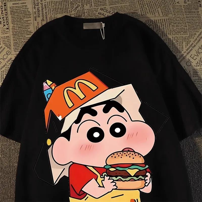 2026 Summer Fashion Crayon Shin Printed Casual Women's T-Shirt Short Sleeve Street Y2k Harajuku Loose T-Shirt Ladies Kawaii Top