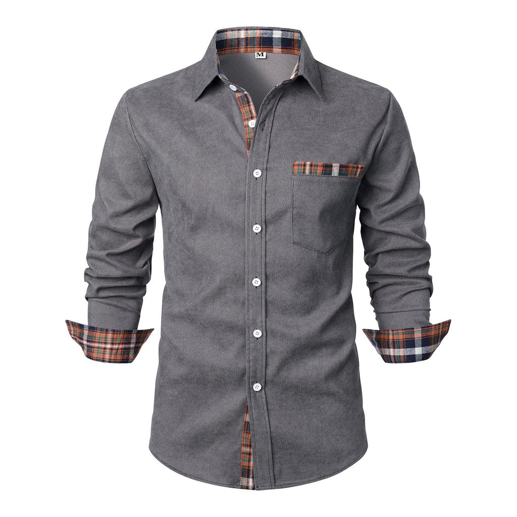 Men's Casual Outdoor Collared Corduroy Long-Sleeve Shirt