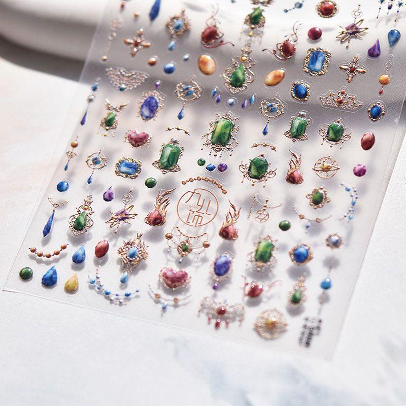 

Jelly Pearlescent Gem Nail Sticker Tomoni Embossed Back Glue Retro 5D Nail Sticker Japanese Style Nail Ornament Jewelry 3545((Jelly))