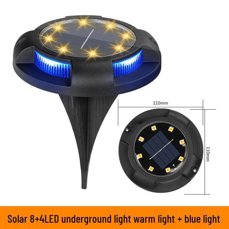 

Solar Ground Lights with Blue & Warm White LEDs (2-Pack)