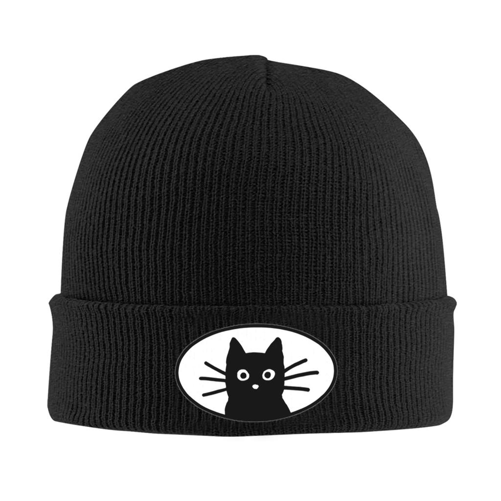 Black Cat Face Winter Skullies Beanies Hat Warm Autumn Knitted Hats Bonnet Caps for Women Men