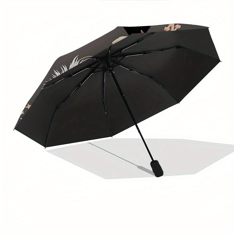 Cowgirl Automatic Folding Umbrella  Simple Eight Rib Design, Bright Color Pattern, Durable Iron Frame, Ideal for Travel and Outdoor, Beach a