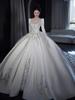 Elegant Long Sleeve Satin Wedding Dress for plus Size Pregnant Women Outgoing Vintage Slimming Winter Wear Korean Style