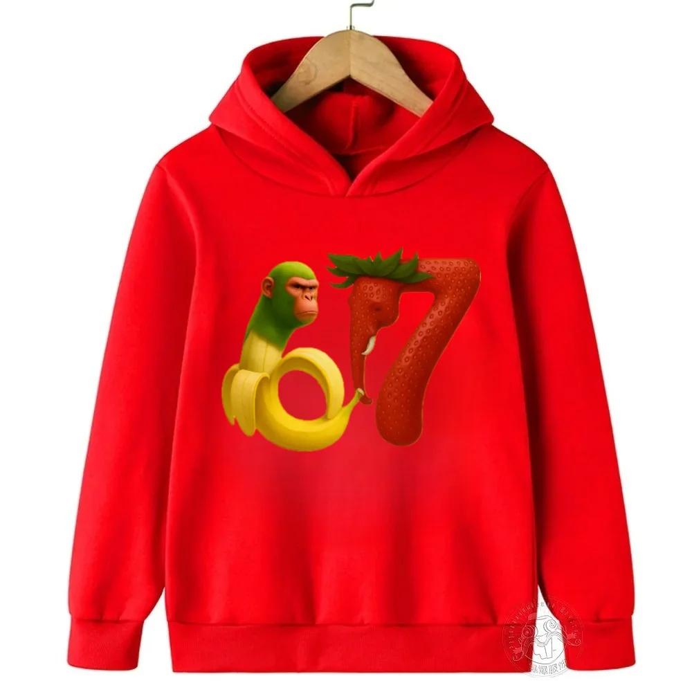 Spring Autumn 67 Six Seven Crazy Children's Hoodie Kids Casual Fashion Fun Boys Hooded Sweatshirt Pullover Girl Clothing Top