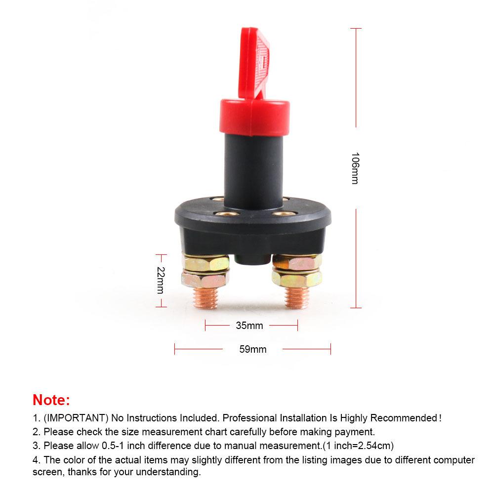 300A 12V 24V Red 2Key Cut Off Battery Main Kill Switch Vehicle Car Modify Isolator Disconnector Truck Boat Auto Car Power Switch