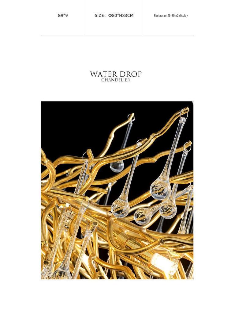 French Luxe Crystal Water Drop Chandelier - Living Room & Dining