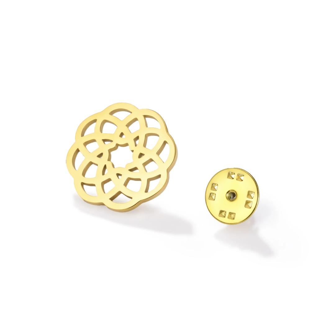 LIKGREAT Vintage Flower of Life Brooch Hollow Sacred Geometry Pin Stainless Steel Amulet Bless Jewelry Birthday Gift 2025New
