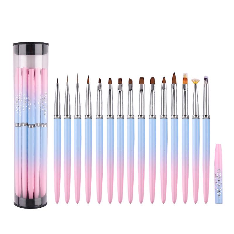 Nail Art Pen Set: 15-Piece Liner Gel Polish & Carving Blooming Brushes