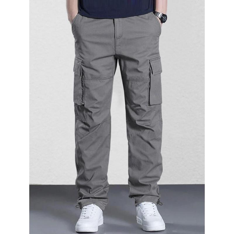 

Casual Overalls Men s Spring and Summer New Retro Straight-leg Pants Versatile Trousers M темно-серого