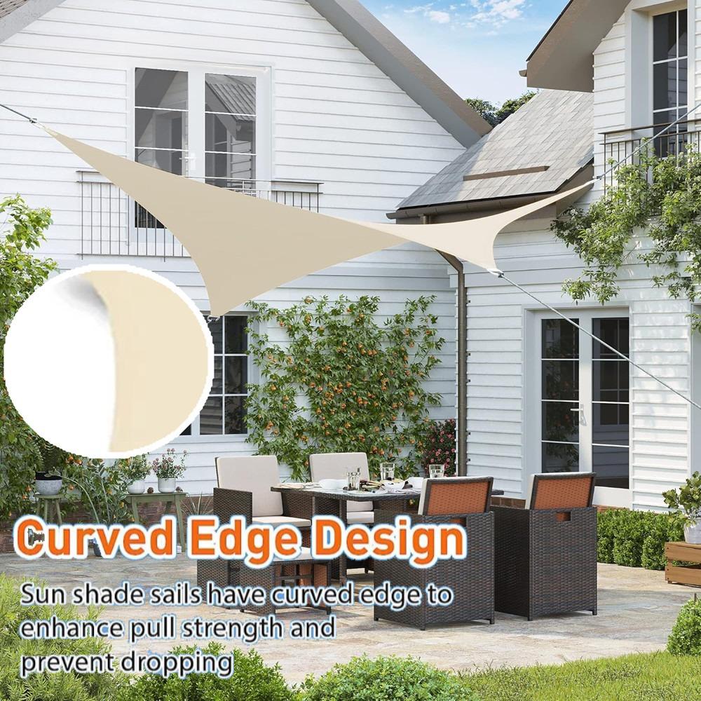 Beige Heavy Duty Sun Shade Sail Rectangle Triangle Canopy Cloth Waterproof Awning UV Resistant Carport Patio Outdoor Sunscreen