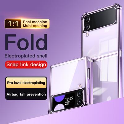 Capa de luxo galvanizada transparente para Samsung Galaxy Z Flip 4 3 5g colorida dobrável quatro cantos à prova de choque capa de proteção
