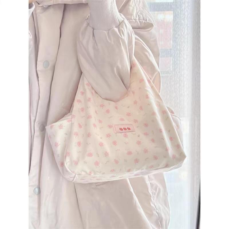 Cute canvas bag women's new large-capacity girl handbag printed handbag casual versatile tote bag