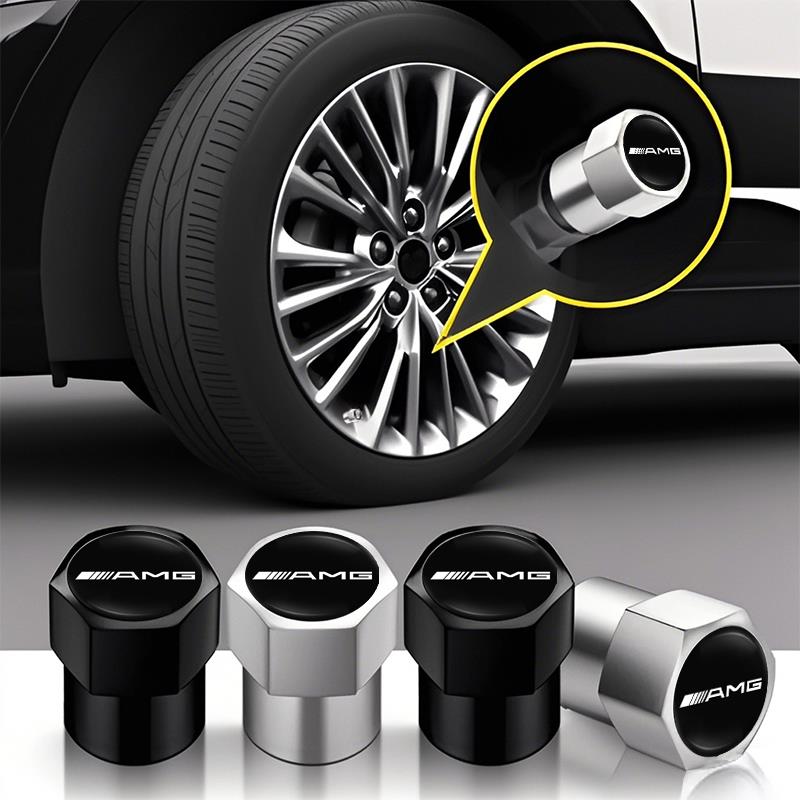 GDX2 4Pcs Car Tire Valve Caps Emblem Metal Cap For Mercedes Benz AMG W203 W206 W220 W205 W211 W168 GLA GLC Interior Mouldings LJQMZ-A