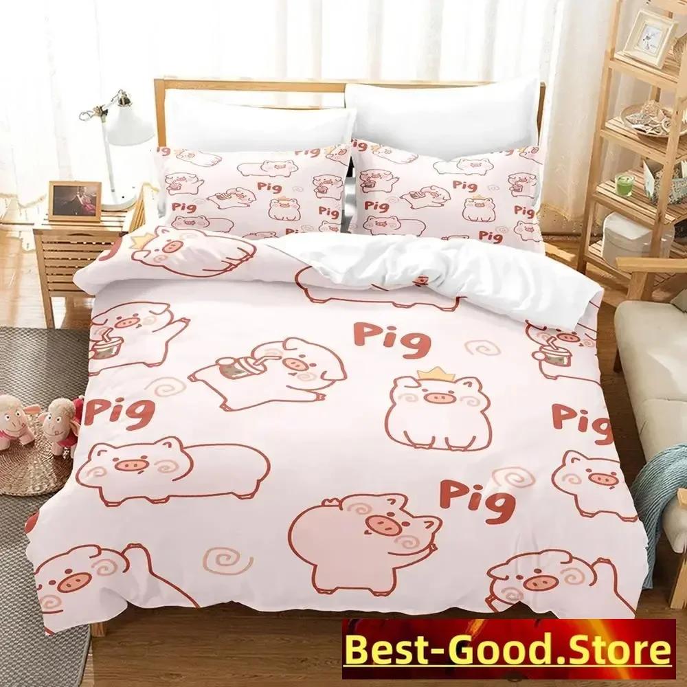 Pink Pig Bedding Set Single Twin Full Queen King Size Bed Set Aldult Kid Bedroom Duvetcover Sets Anime Parure De Lit Bed