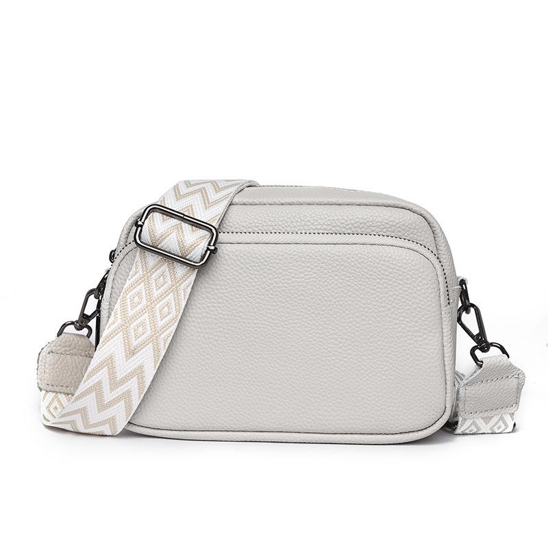 Women's Genuine Leather Lychee Pattern Shoulder Crossbody Bag - Versatile Small Square Design