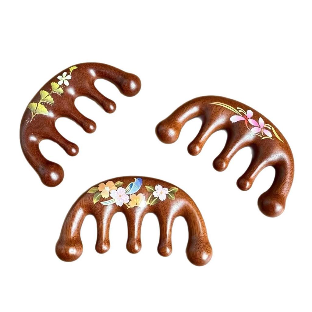 Sandalwood Massage Comb - Portable Wooden Scalp & Meridians Care, Engraved LOGO, Ideal Health Companion Gift