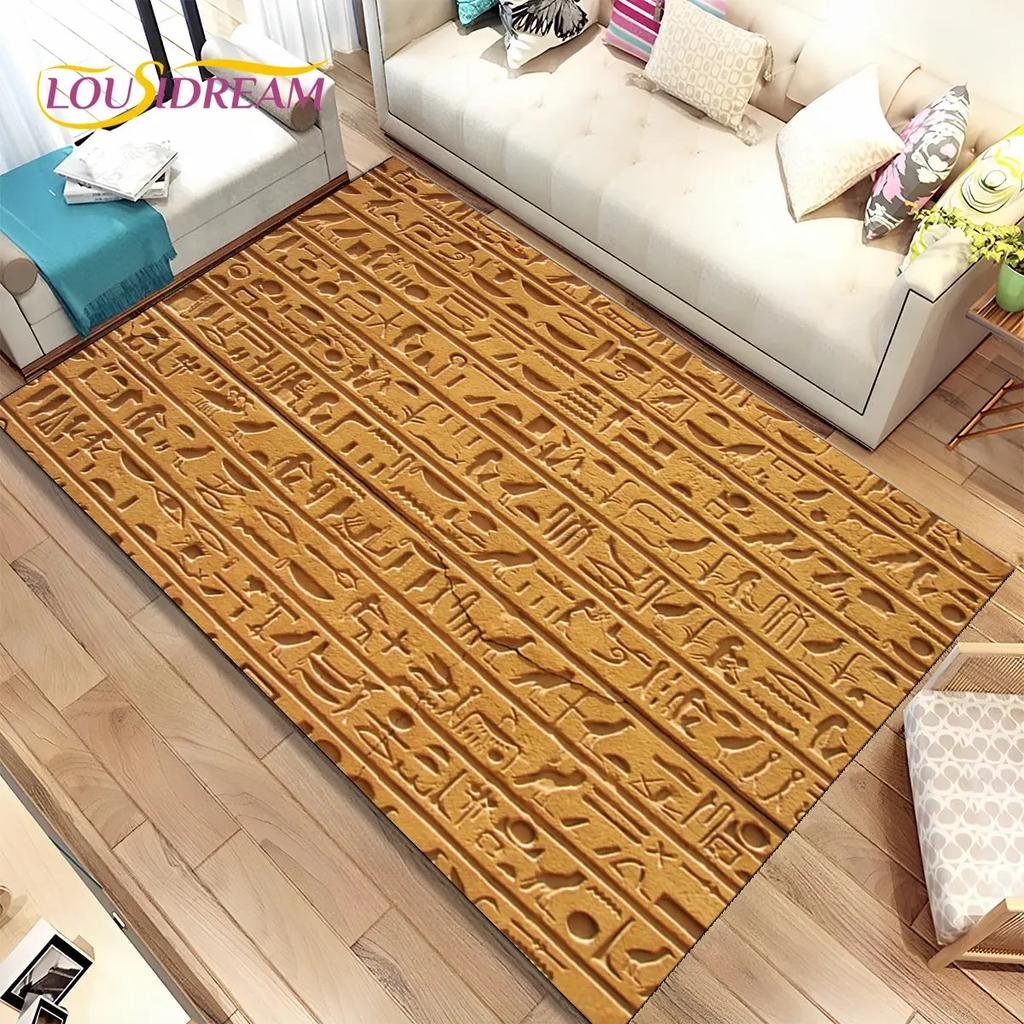 Egyptian Mythology Pharaoh Hieroglyphics Area Rug,Carpet for Home Living Room Bedroom Sofa Doormat Decor,kids Non-slip Floor Mat