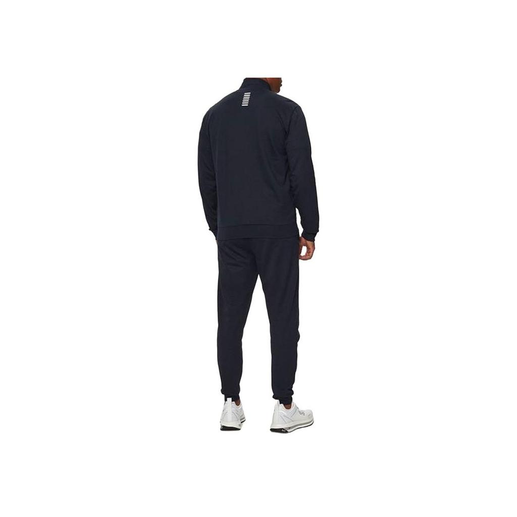 Emporio Armani Einfarbig Logo Print Stehkragen Reißverschluss Langarm Elastisch Hohe Taille Lässiger Sportanzug Herren Anzug Blau 8NPV60-PJVRZ-1562