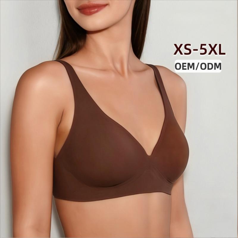 Tief ausgeschnittener nahtloser kabelloser BH für Damen, dünne unsichtbare Intimwäsche mit Gelstreifen, weiche Stütze, tägliches Bralette