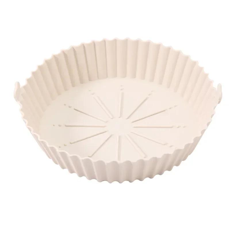Air Fryer Silicone Pot Basket Tray 17/20/23cm Round Square Airfryer Reusable Silicone Air Fryer Liners Food Safe Non Stick