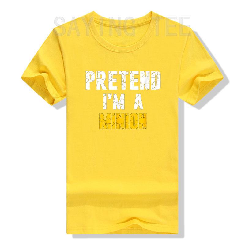 Pretend I'm A Minion Hassle-Free Holiday Costume T-Shirt Funny Letters Printed Sayings Graphic Tee Tops Halloween Outfits Gifts