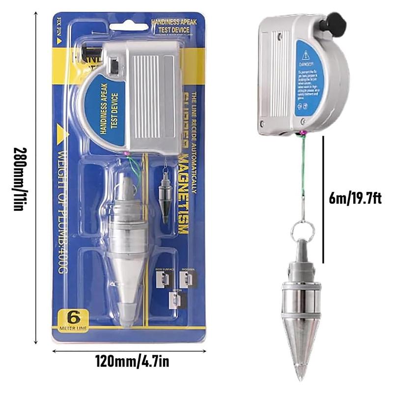 Retractable Plumb Bob With 6M Automatically Stretch Line Quickly Stabilize Magnetic Plumb Bobs Tool For Construction Industry