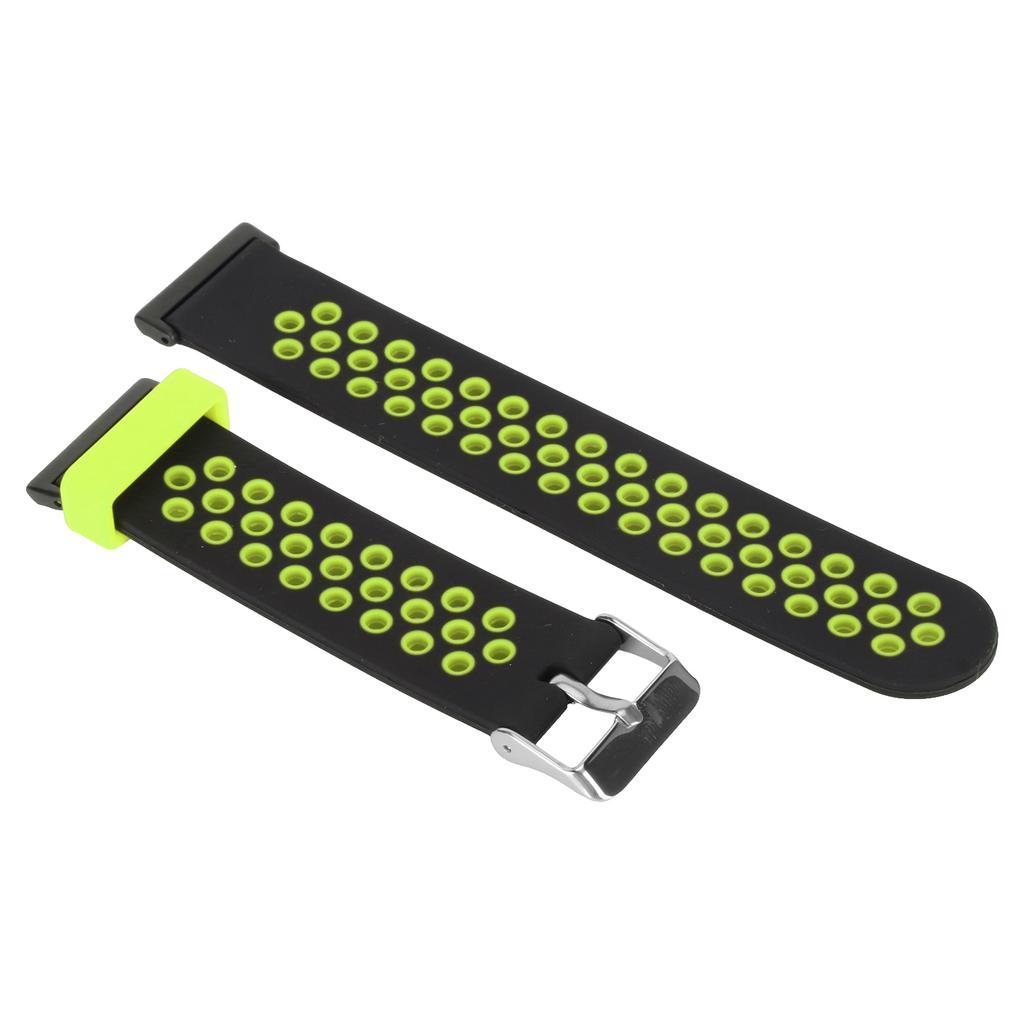 Smartwatch Strap Silicone Sweat Proof Breathable Adjustable Wrist Band for Watch Fit 2 Black and Green