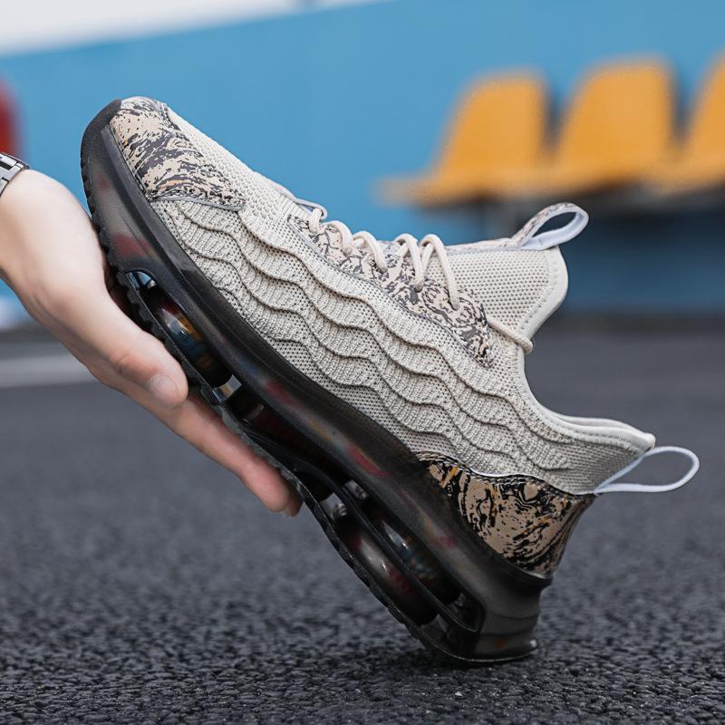 

New fly-woven breathable mesh wavy pattern fashionable breathable popcorn casual sports shoes 44 бежевый
