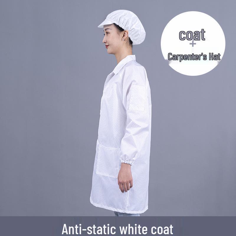 Unisex Striped Antistatic Lab Coat for Dust-Free and Static Protection