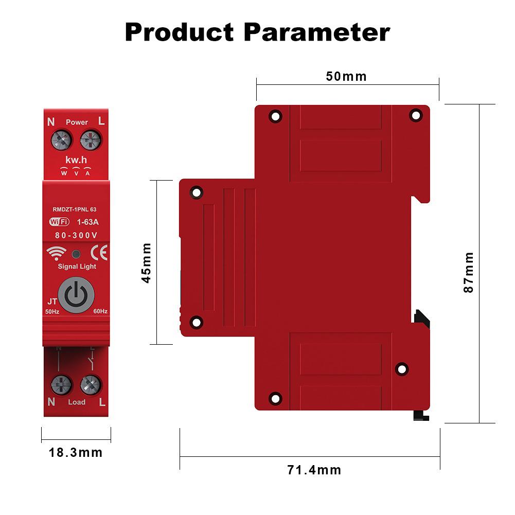 WIFI circuit breaker with prepaid metering leakage reclosing overcurrent overload protection for smart home devices