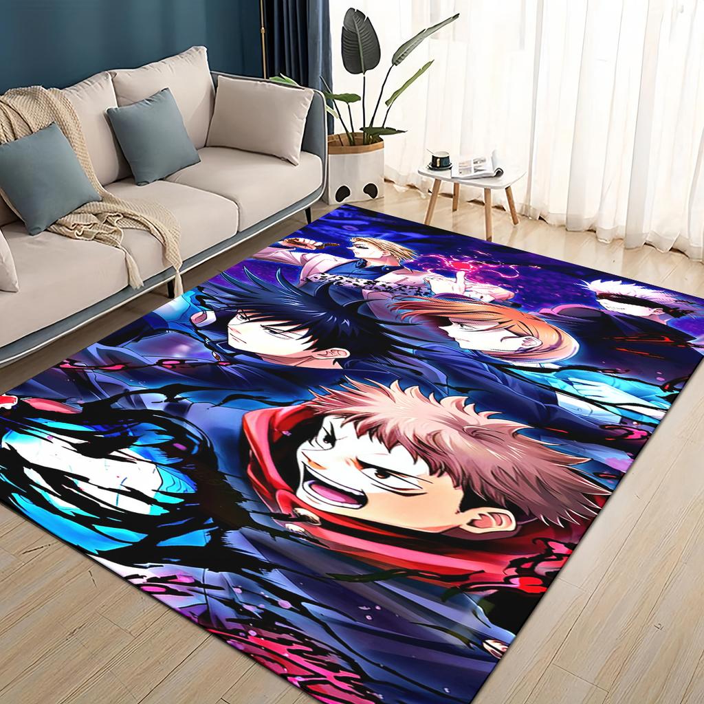 3D Cartoon Jujutsu Kaisen Anime Itadori Yuj Teppich für Wohnzimmer Schlafzimmer Zuhause Sofa Dekoration, Kinder Spiel Rutschfeste Bodenmatte