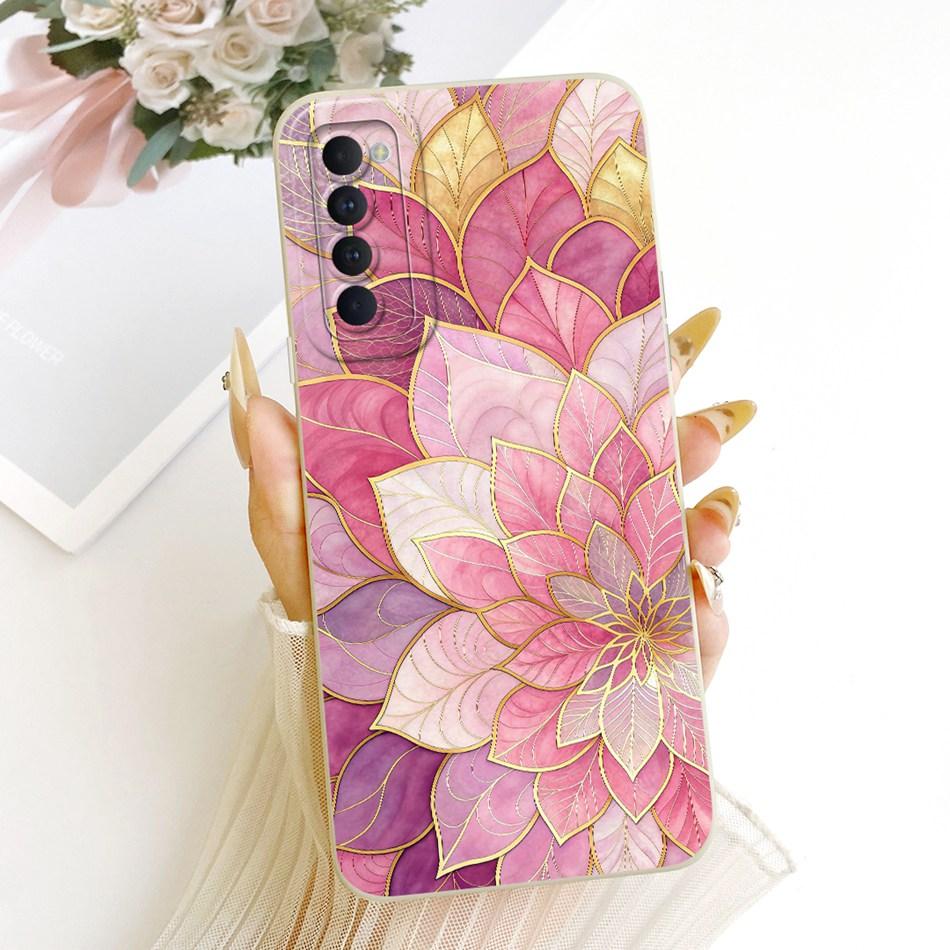For OPPO Reno4 Pro / Reno4 Cute Cat Flower Cartoon Phone Case For Oppo Reno 4 4Pro 4G Shockproof Soft Silicone Bumpers