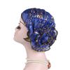 Elastic Turban Caps Bronzing Flower Casual Hair Bonnets African Women's Hat  Four Seasons