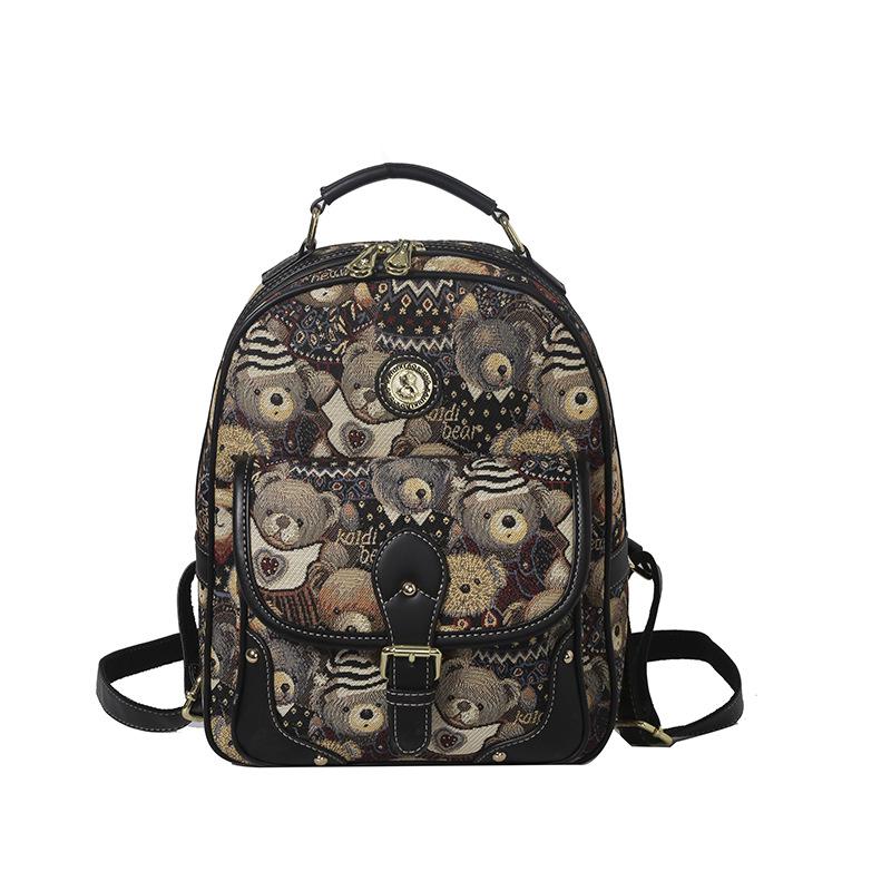 Hello Kitty Women's Cute Bear Backpack - 2025 Street Fashion Cartoon Style