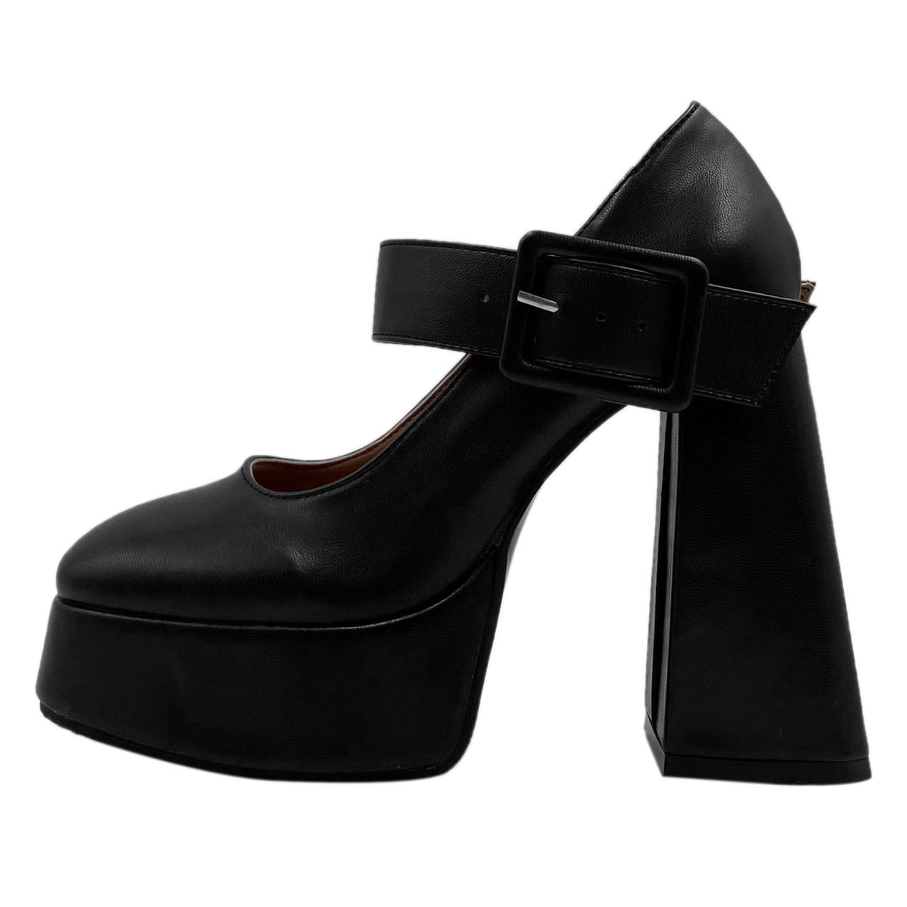 

мода Туфли Мэри Джейн на толстой подошве с квадратным носком, женские туфли на платформе, женские туфли на платформе с высоким каблуком 39 чёрный