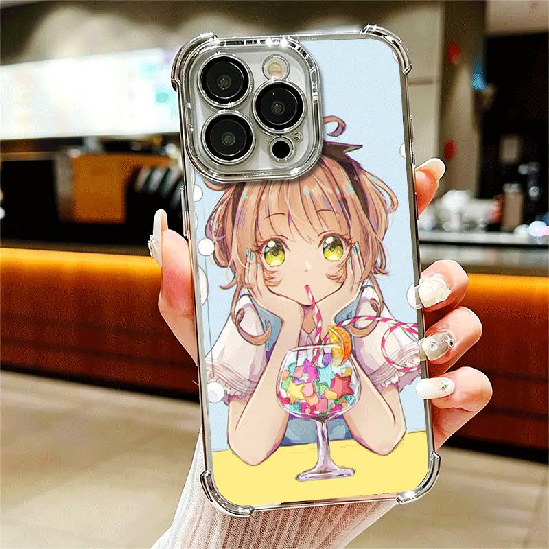 

Чехол для телефона с покрытием в стиле аниме CardCaptor Sakura для iPhone 16 17 Pro Max Air 16E 14 15 Plus 12 13 Mini, противоударный, с защитой-подушкой безопасности iPhone 17 Pro