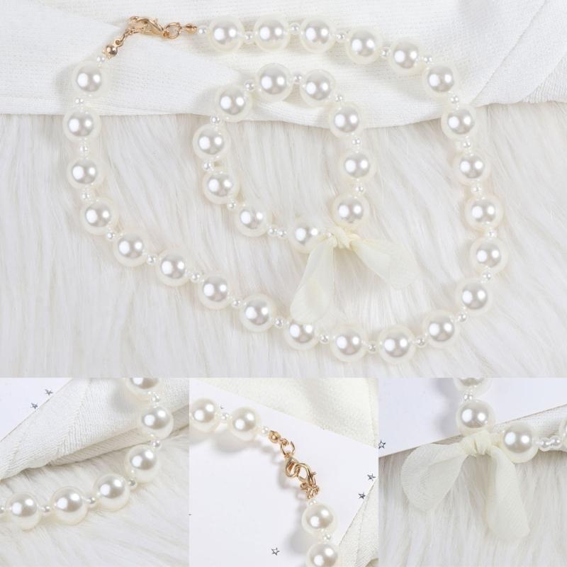 2pcs Lovely Baby Girls Imitation Pearls Pendant Necklace Bracelet Set Children Kids Jewelry Bangle Sets Xmas Gifts