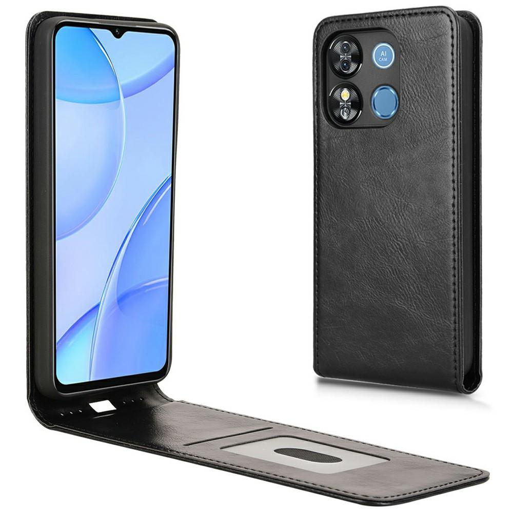 

Кожаный чехол для Oukitel C57 Pro/C57s/BLU 11S с отделением для карт, магнитный вертикальный откидной чехол для телефона Black